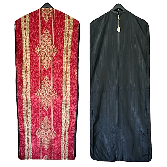 vintage tapestry garment travel bag red/gold Gevive by Boyt - Picture 5 of 7